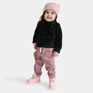 Infant Girls Feather yarn Sweater Basic-BLACK