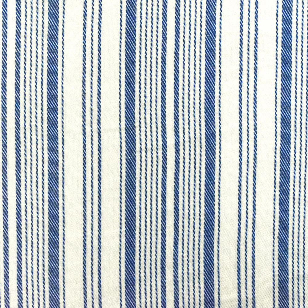 Ink Blue-White Famous Designer Stripe Rayon Twill Shirting Woven Fabric