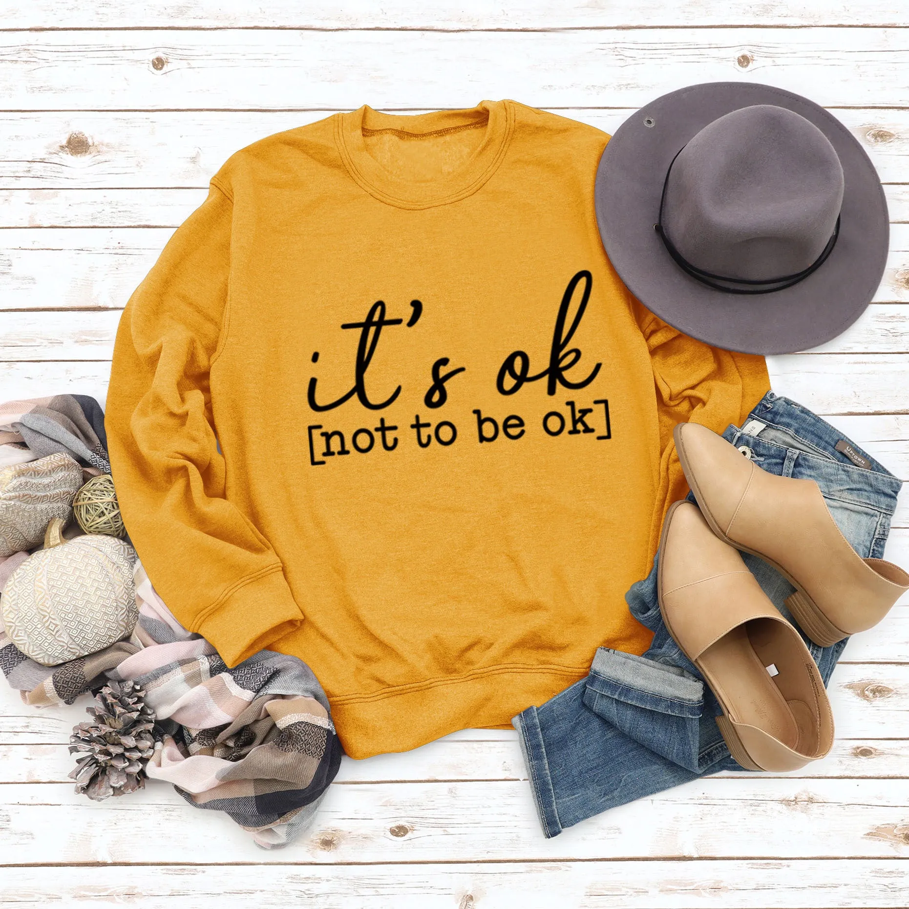 It's Ok Not To Be Ok Womens Letters Printed Sweaters