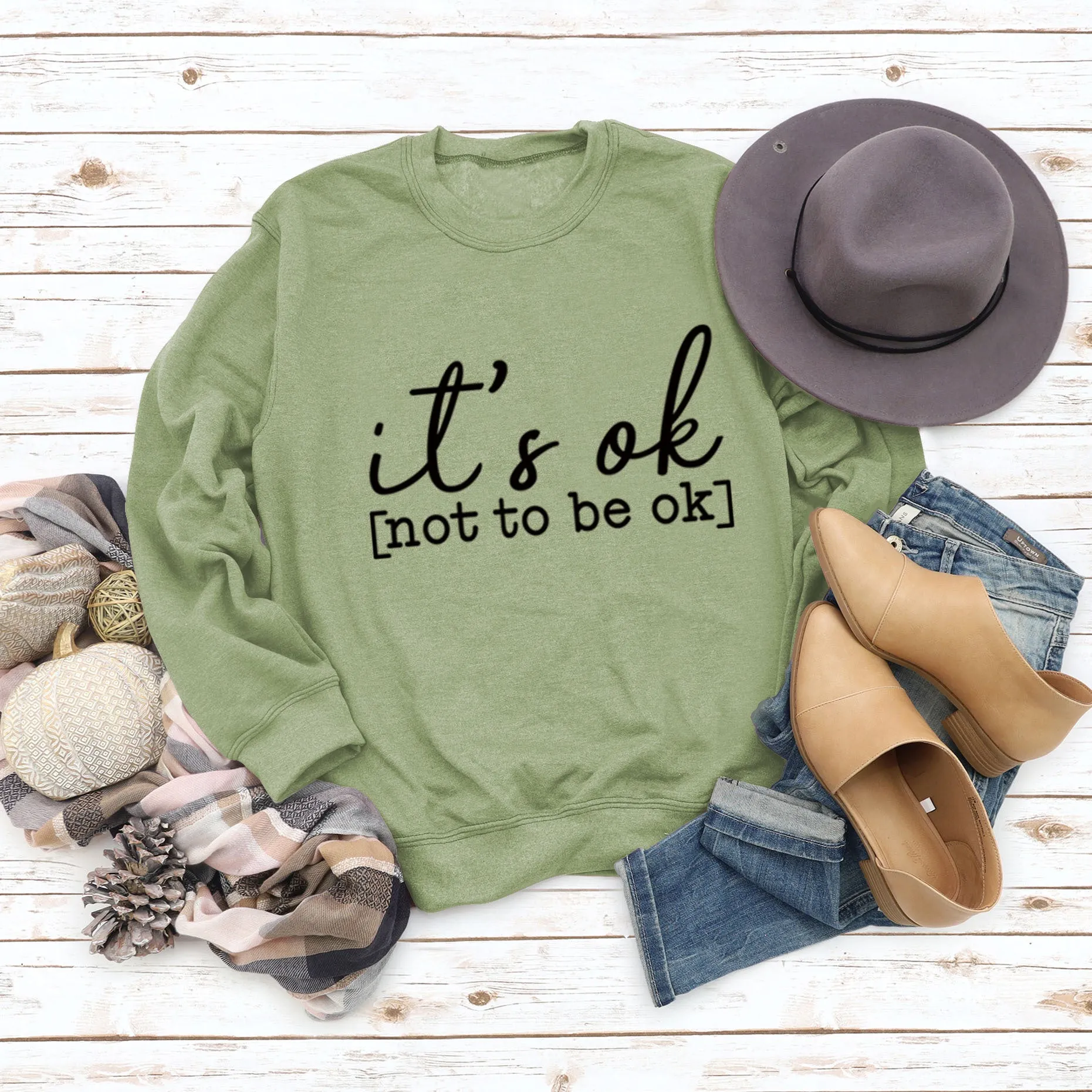 It's Ok Not To Be Ok Womens Letters Printed Sweaters