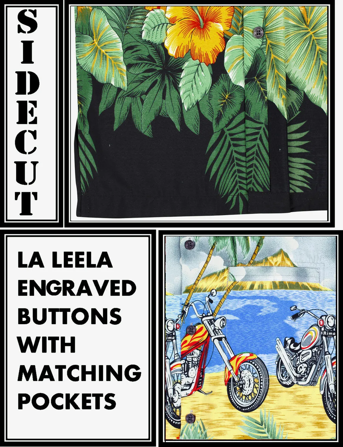 LA LEELA Shirt Casual Button Down Short Sleeve Beach Shirt Men Aloha Pocket shirt Grey_W161