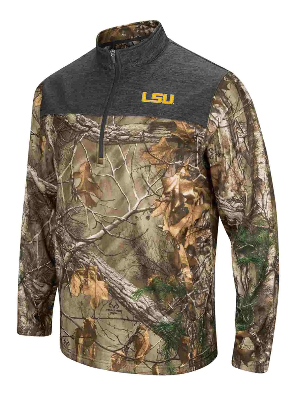 LSU Tigers Colosseum Realtree Xtra & Gray Outfitter 1/4 Zip LS Pullover