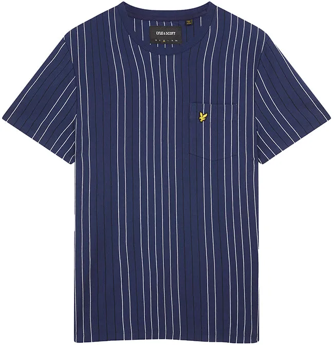 Lyle and Scott Mens Multi Stripe T Shirt Navy