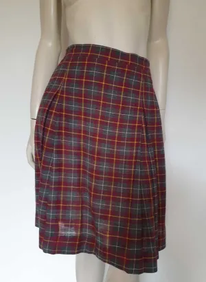 Maroon and Grey Tartan School Skirt by Buxwear - M