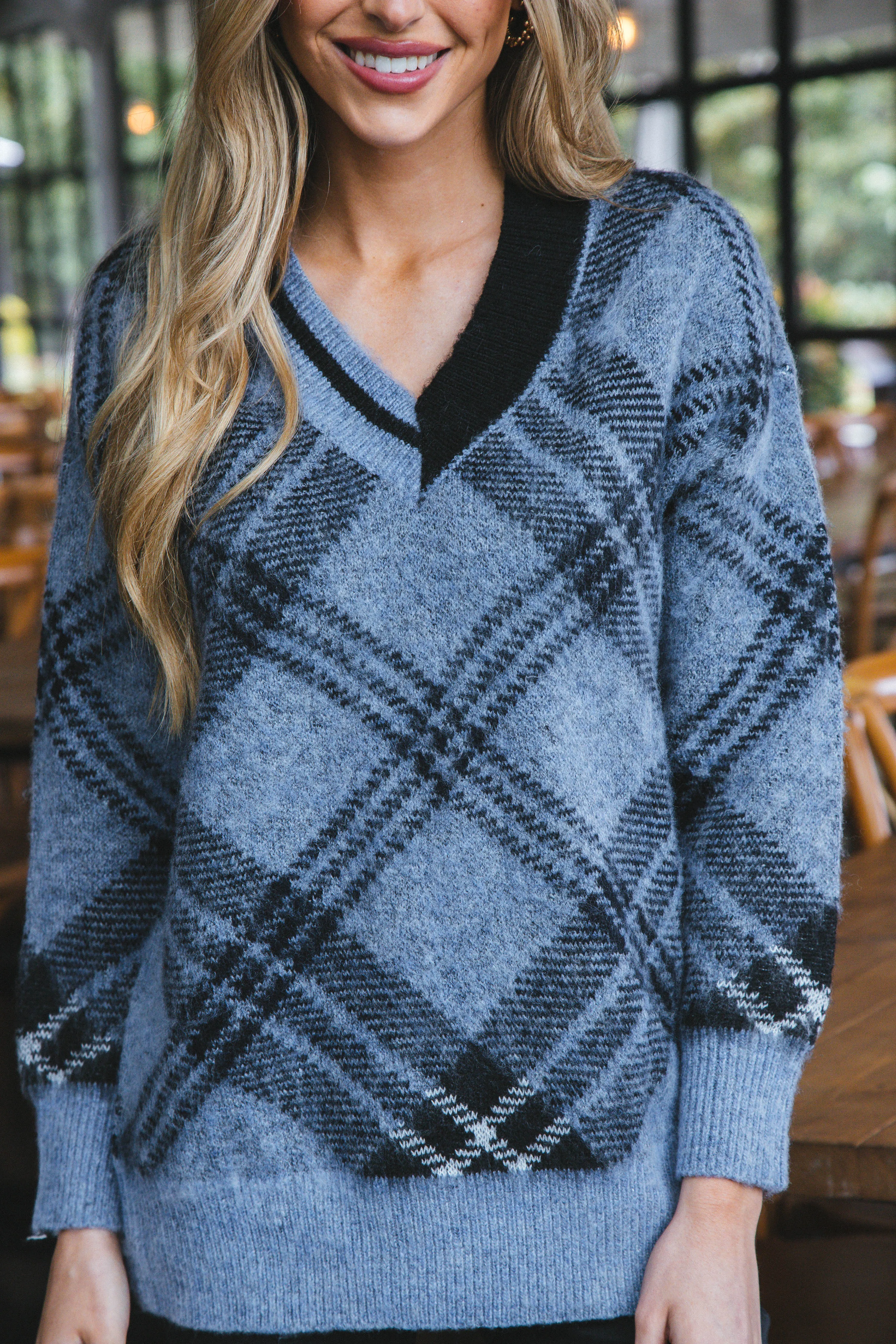 Myla V-Neck Pullover, Indigo | RD Style