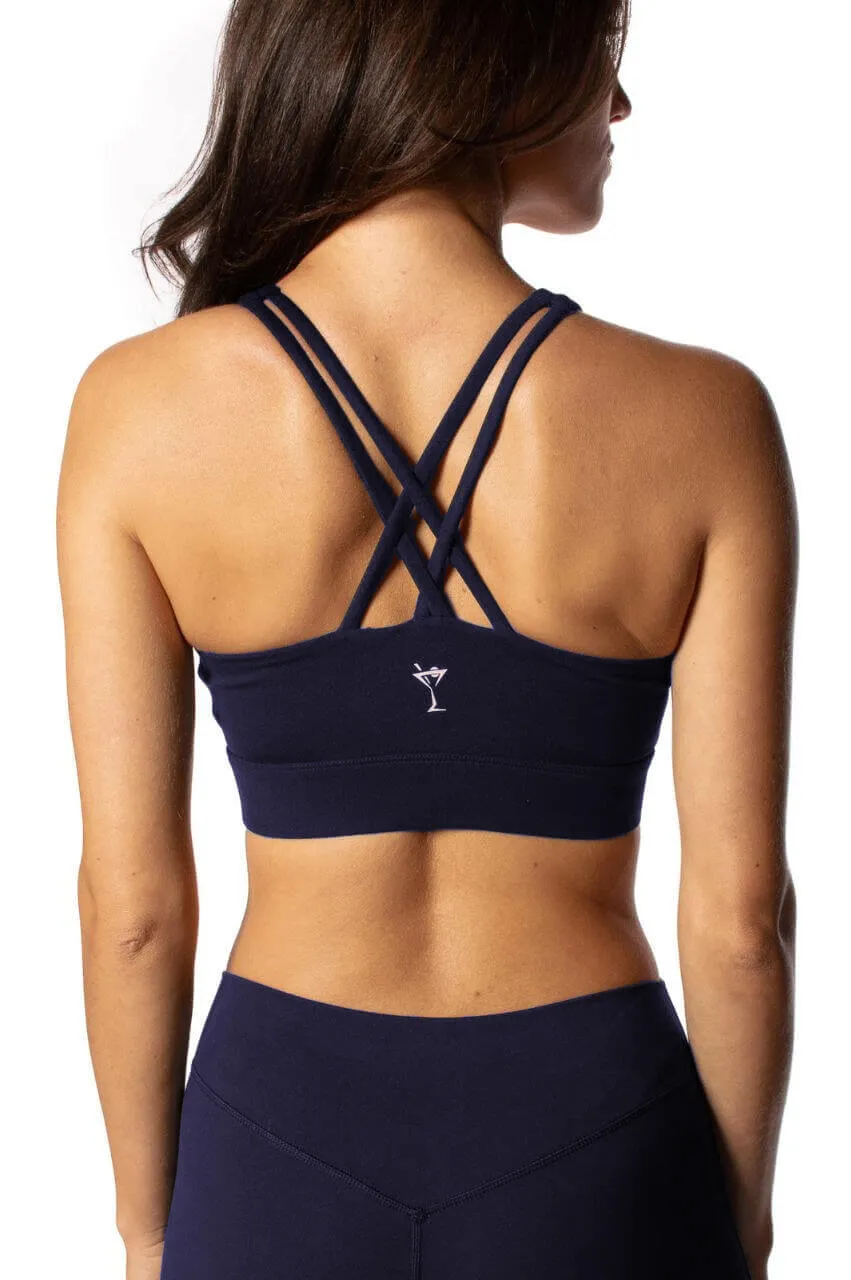 Navy Crossover Sports Bra