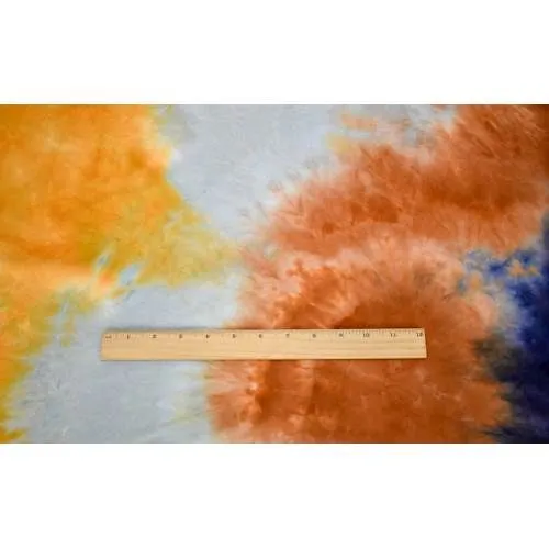 Navy/Tobacco Brown/Multi Tie Dye Double Brushed Jersey Knit Fabric