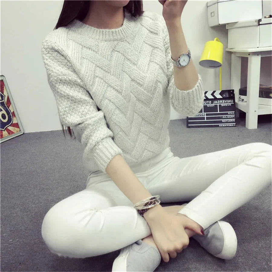 New Women Sweaters and Pullovers Long Sleeve Sweet Pull Femme Slim Oversized Pullover Women Knitted Sueter Mujer