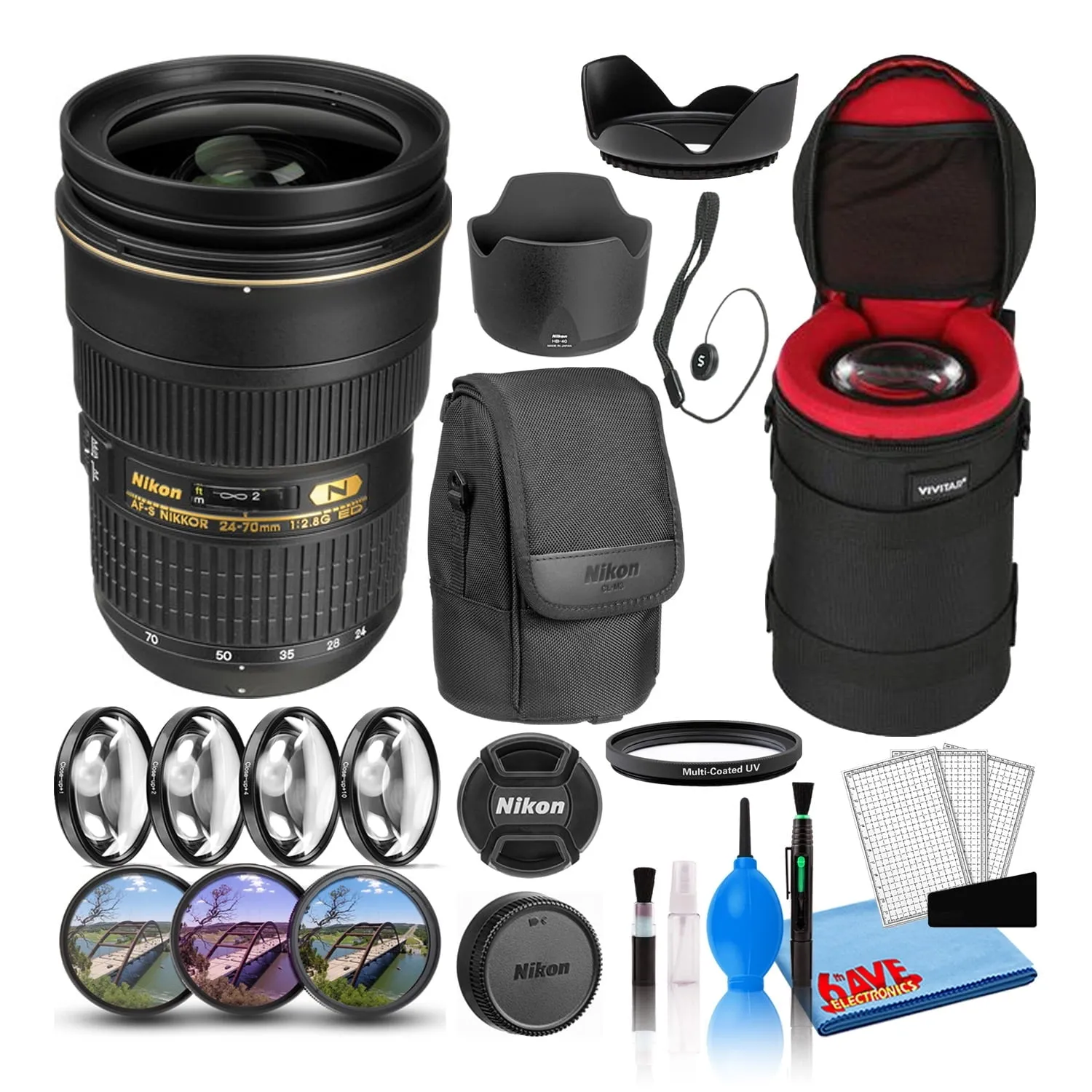 Nikon AF-S 24-70mm f/2.8G ED Zoom Lens (2164) Intl Model Bundle