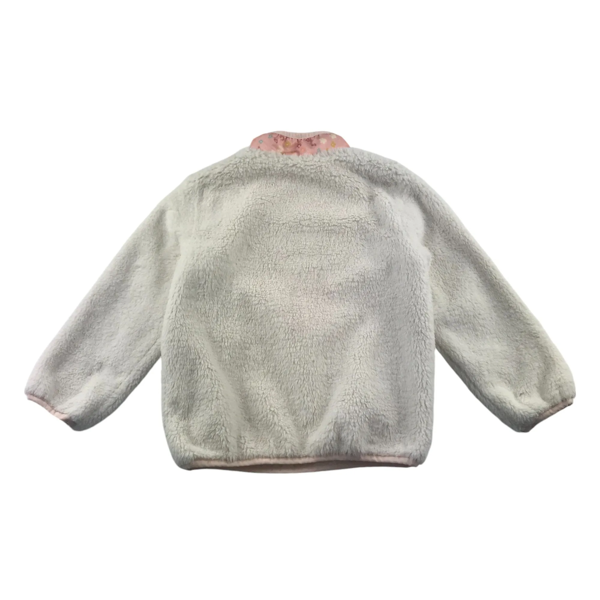 Nutmeg fleece 5-6 years white and peachy warm button up neck