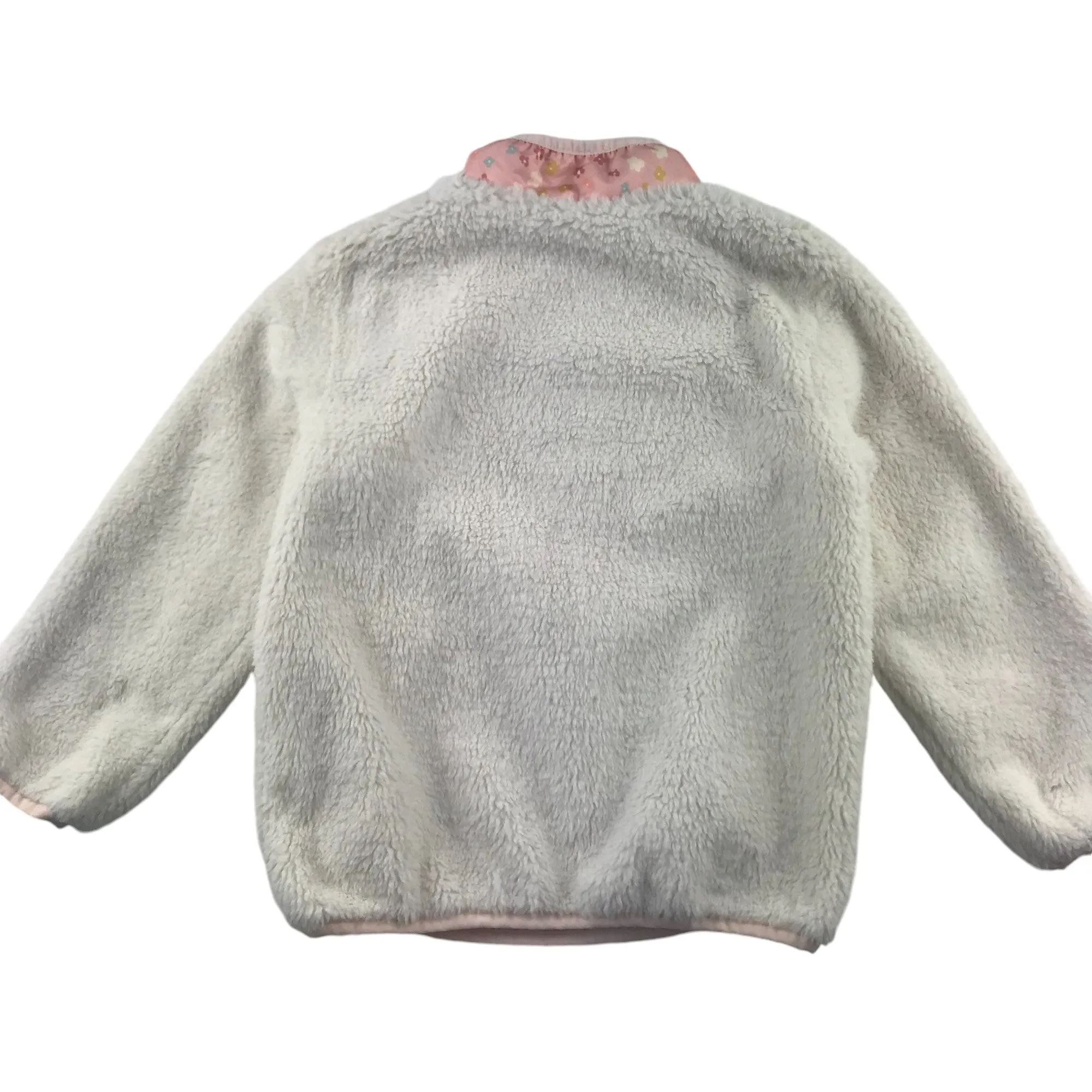 Nutmeg fleece 5-6 years white and peachy warm button up neck