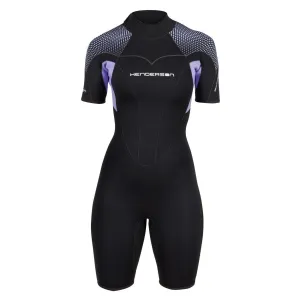 Open Box Henderson 3mm Womens Thermoprene Pro Back Zip Shorty Wetsui - Black / Lavender - 8