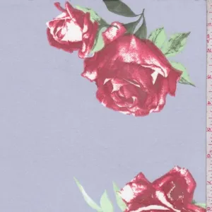 Pale Periwinkle/Ruby Rose Double Brushed Jersey Knit Fabric