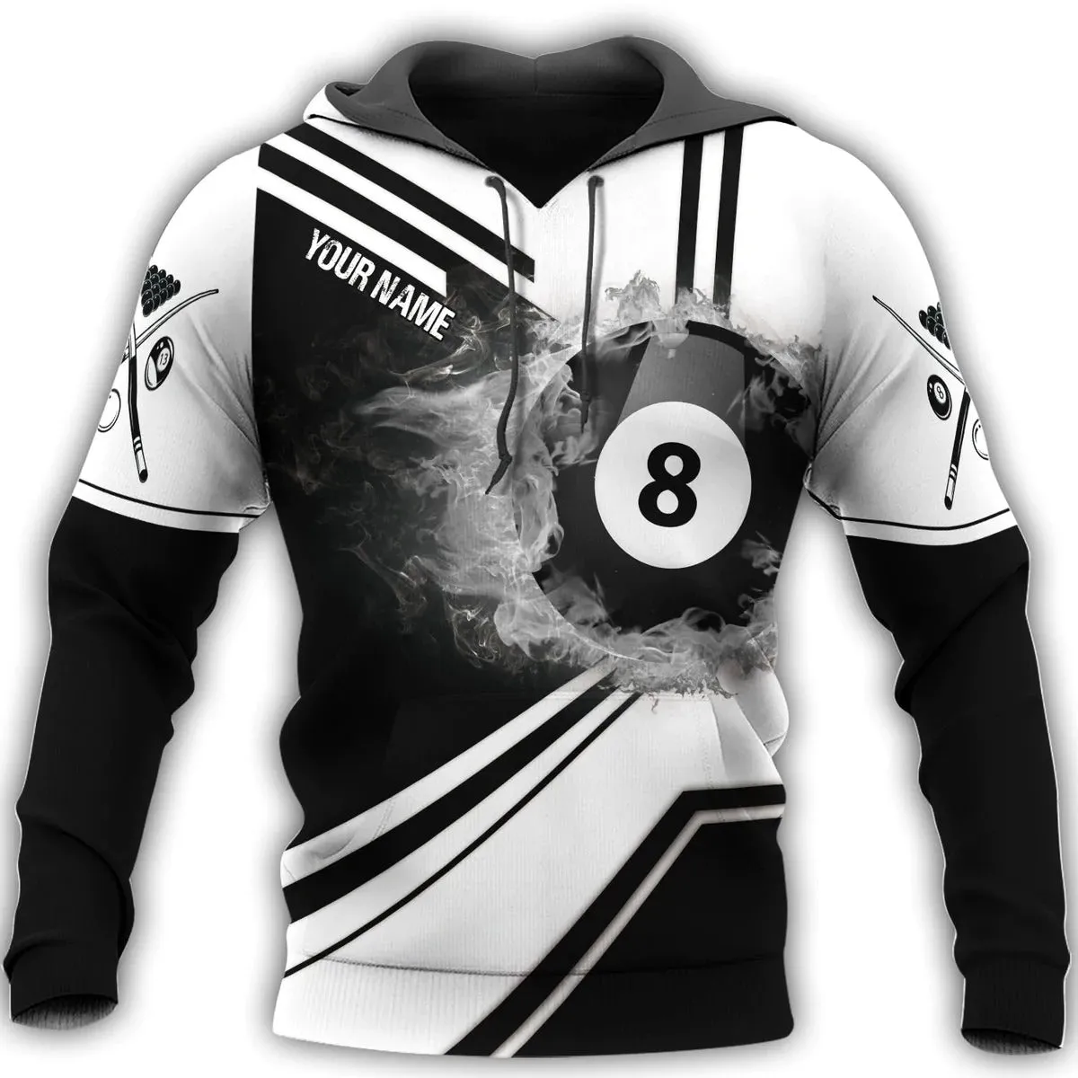 Personalized 3D Billiard Shirt Black And White Pattern, Billiard Hoodies Men Women, Billiard Clothing