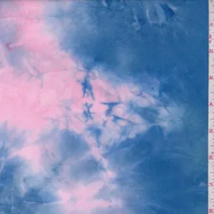 Pink/Blue/Yellow Tie Dye Double Brushed Jersey Knit Fabric