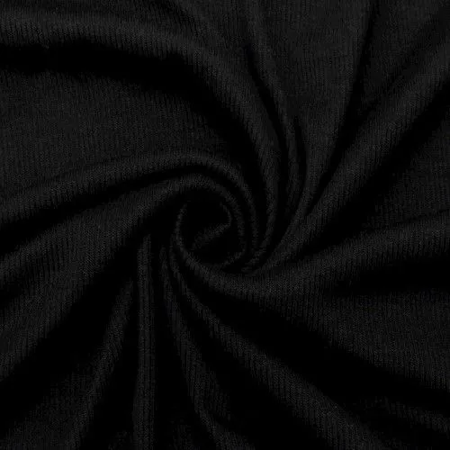 Pitch Black Famous Make 2x2 Ribbed Stretch Yoga Wear Fabric