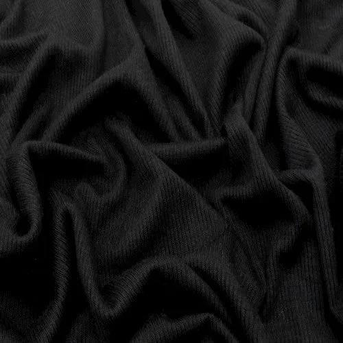 Pitch Black Famous Make 2x2 Ribbed Stretch Yoga Wear Fabric