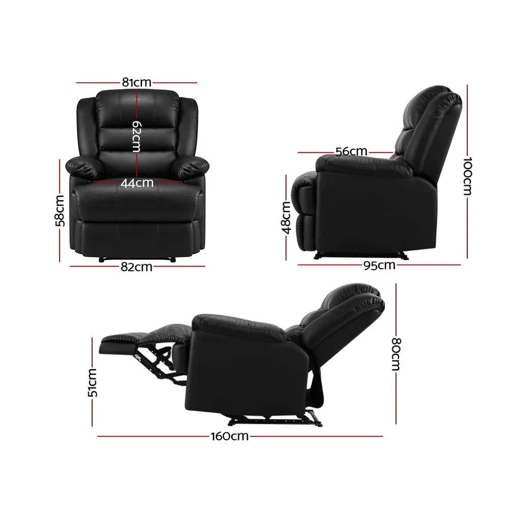 Premium Recliner Chair, PU Leather, Adjustable - Artiss