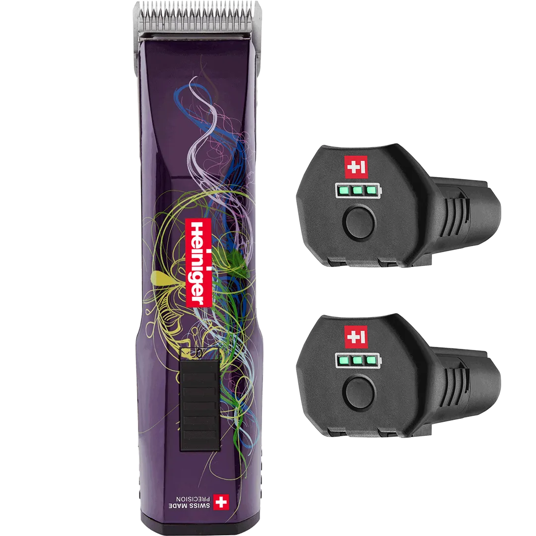 Purple Saphir Cordless Clipper Two Batteries with Free Clipper Grip by Heiniger