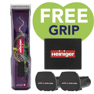 Purple Saphir Cordless Clipper Two Batteries with Free Clipper Grip by Heiniger