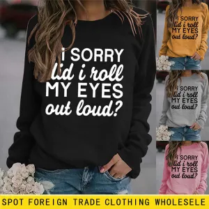 Round Neck Jacket Long Sleeve I'M SORRY Did Printed Loose Sweater