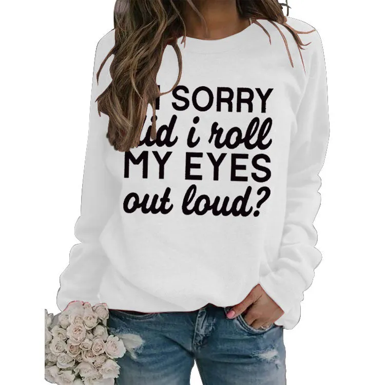 Round Neck Jacket Long Sleeve I'M SORRY Did Printed Loose Sweater