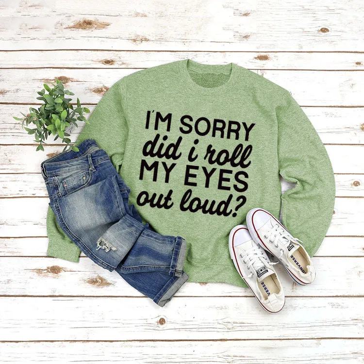 Round Neck Jacket Long Sleeve I'M SORRY Did Printed Loose Sweater