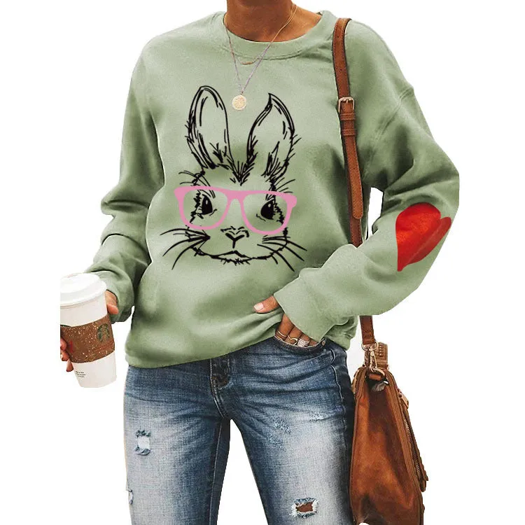 Round Neck Tops Long Sleeve Print Loose Letter Sweatshirt