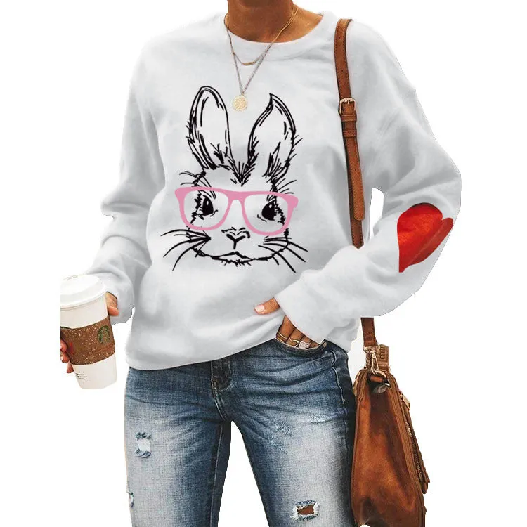 Round Neck Tops Long Sleeve Print Loose Letter Sweatshirt