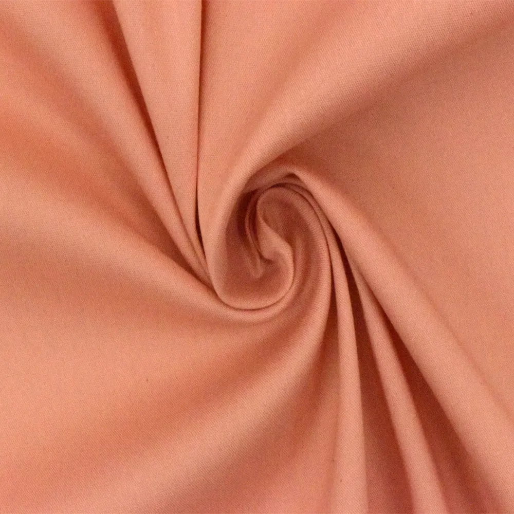 Salmon Orange Solid Stretch Cotton Blend Broadcloth Woven Fabric