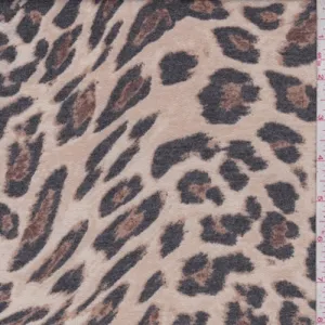 Sand Leopard French Terry Knit Fabric