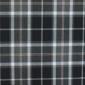 Simple Black-Gray-Pink Plaid Wool-Poly Woven Suiting Fabric