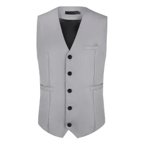 Slim Fit Solid Color Fashion Vest Grey