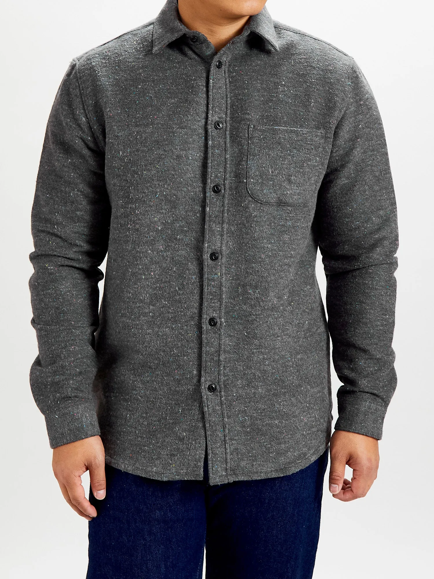 Soft Rude Button-Up Shirt in Grey Melange