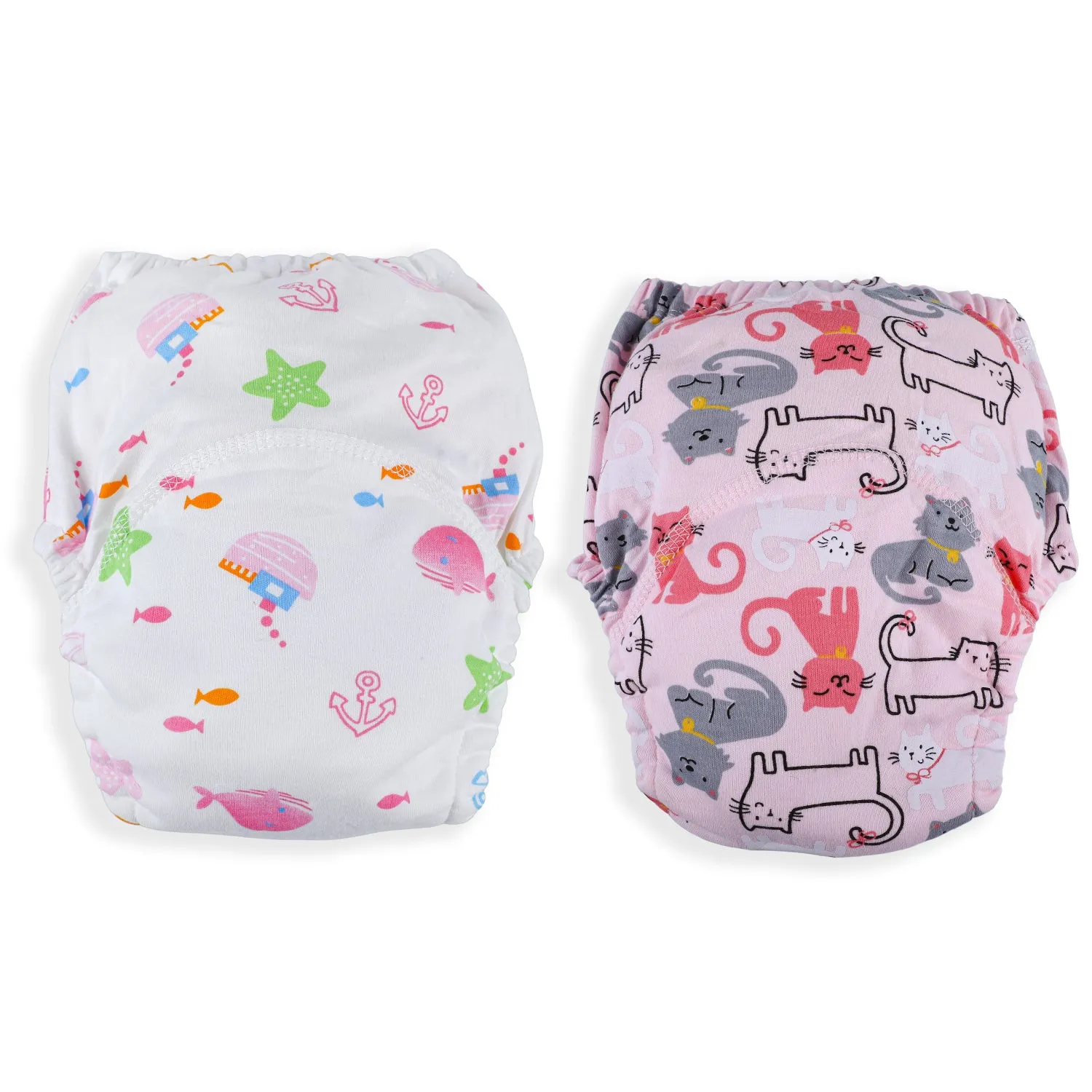 Star Kitty Reusable Cloth Training Pants Clothing Accessory Diaper Panty 2 Pcs - Multicolour