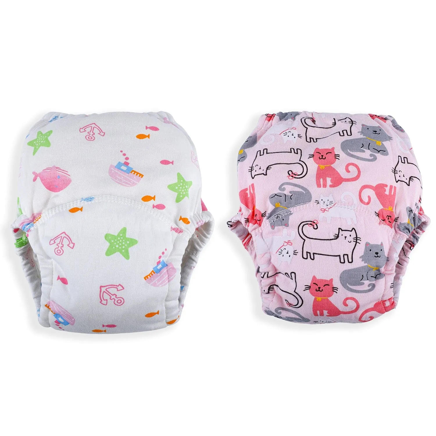 Star Kitty Reusable Cloth Training Pants Clothing Accessory Diaper Panty 2 Pcs - Multicolour