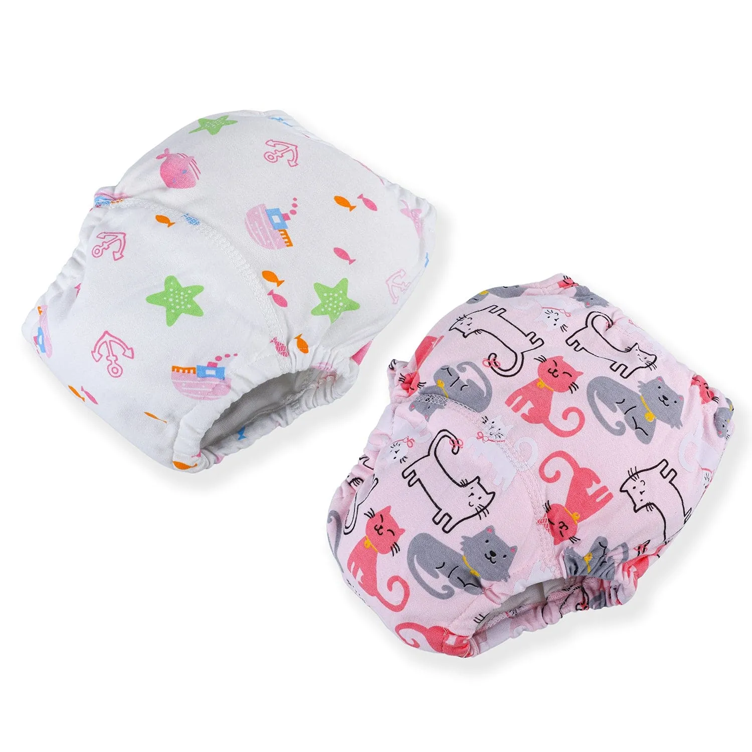 Star Kitty Reusable Cloth Training Pants Clothing Accessory Diaper Panty 2 Pcs - Multicolour