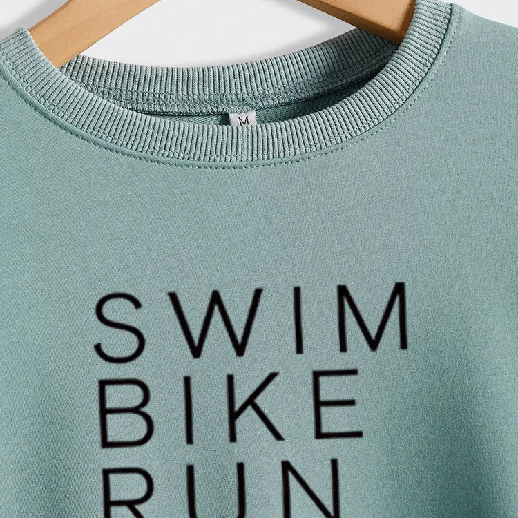 SWIM BIKE RUN TACOS LETTERS LOOSE WOMEN'S SWEATSHIRT