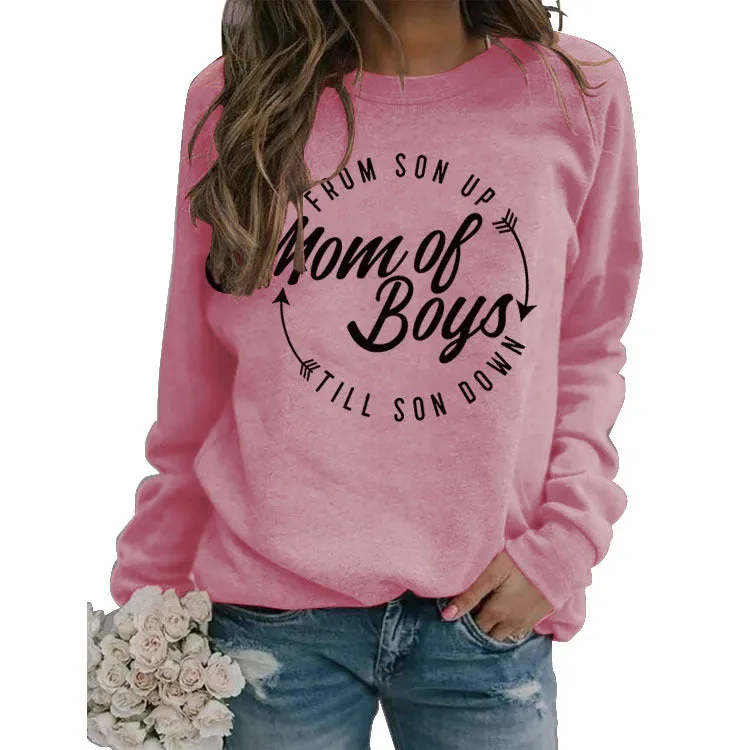 Top Long Sleeve FROM SON UP Print Loose Sweatshirt