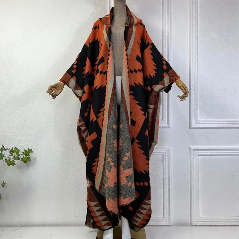 Tribal Chic Hooded Wool Kimono