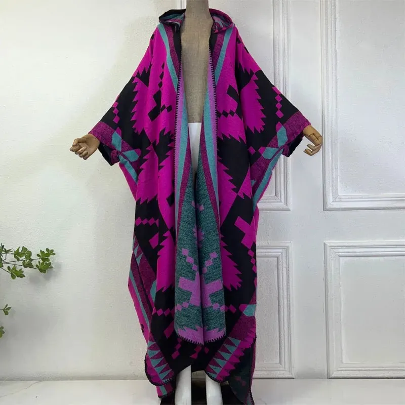 Tribal Chic Hooded Wool Kimono