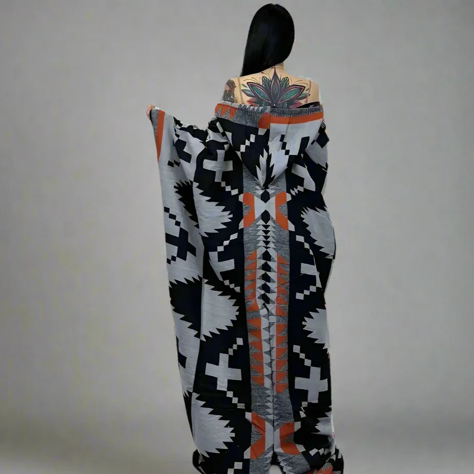 Tribal Chic Hooded Wool Kimono