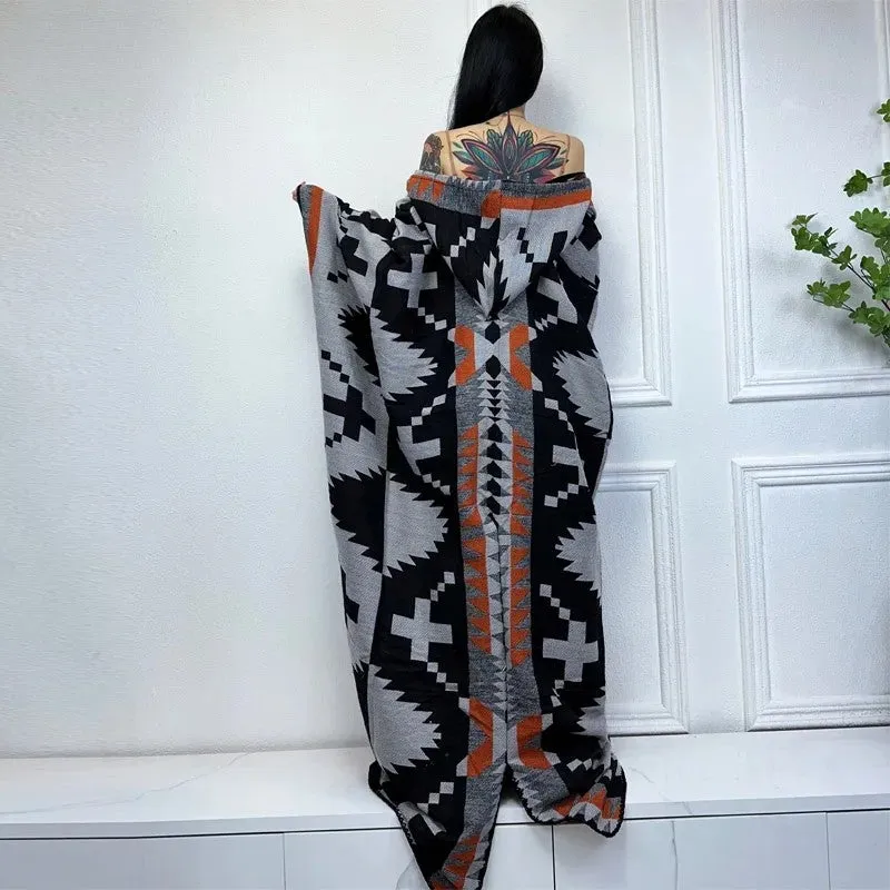 Tribal Chic Hooded Wool Kimono