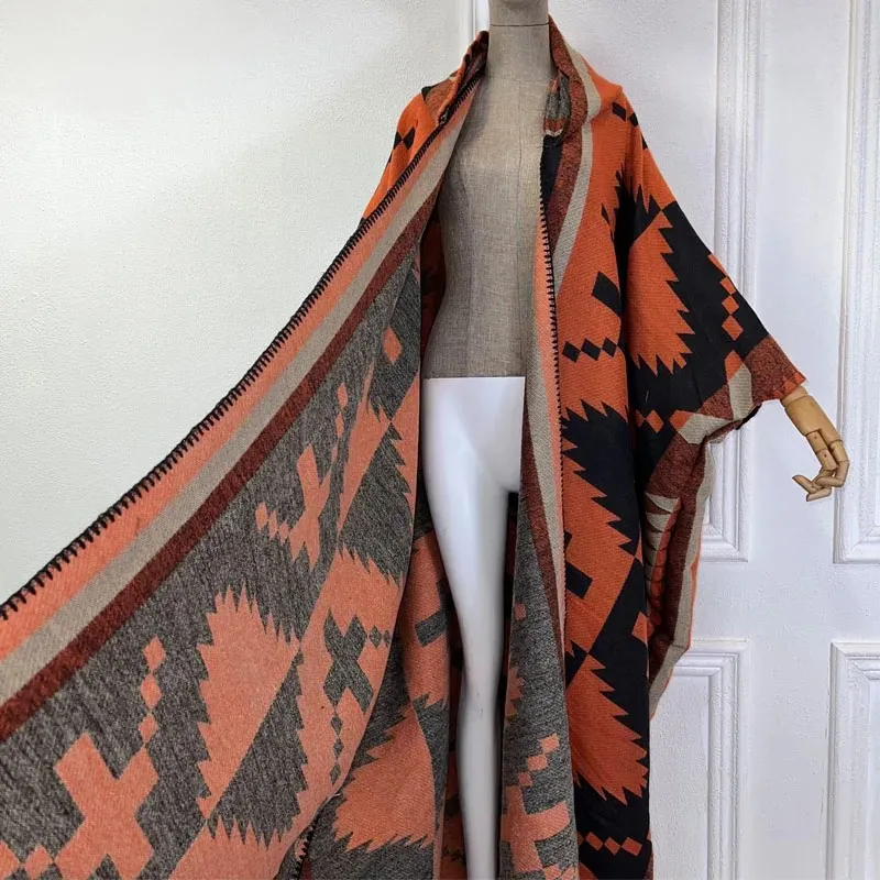 Tribal Chic Hooded Wool Kimono