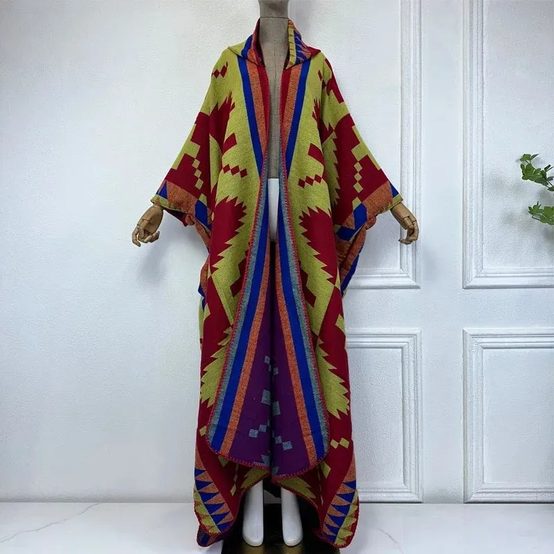 Tribal Chic Hooded Wool Kimono