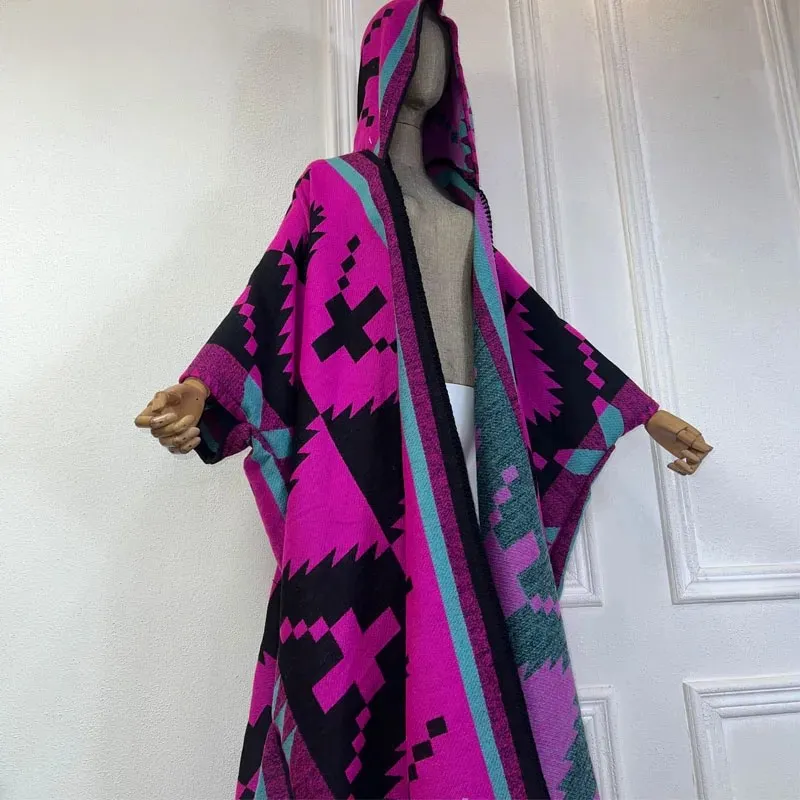 Tribal Chic Hooded Wool Kimono