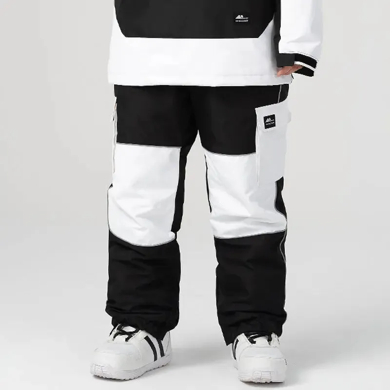 Unisex Outdoor Colorblock Snowboarding Pants Loose Fit