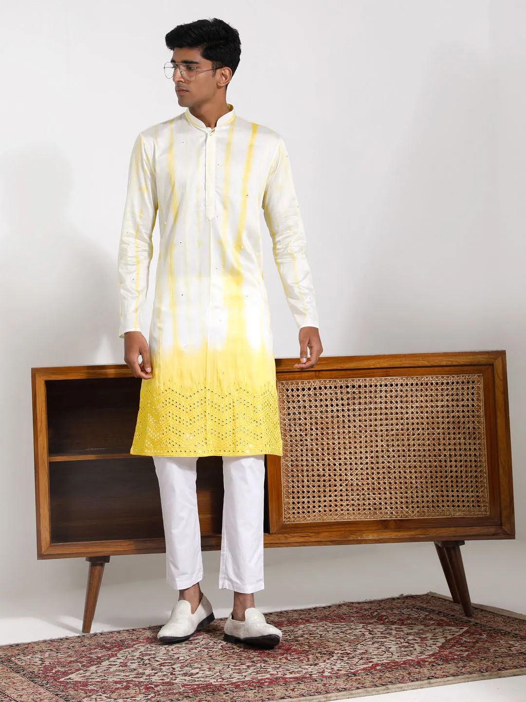 VASTRAMAY Men's Embroidered Viscose Kurta Set