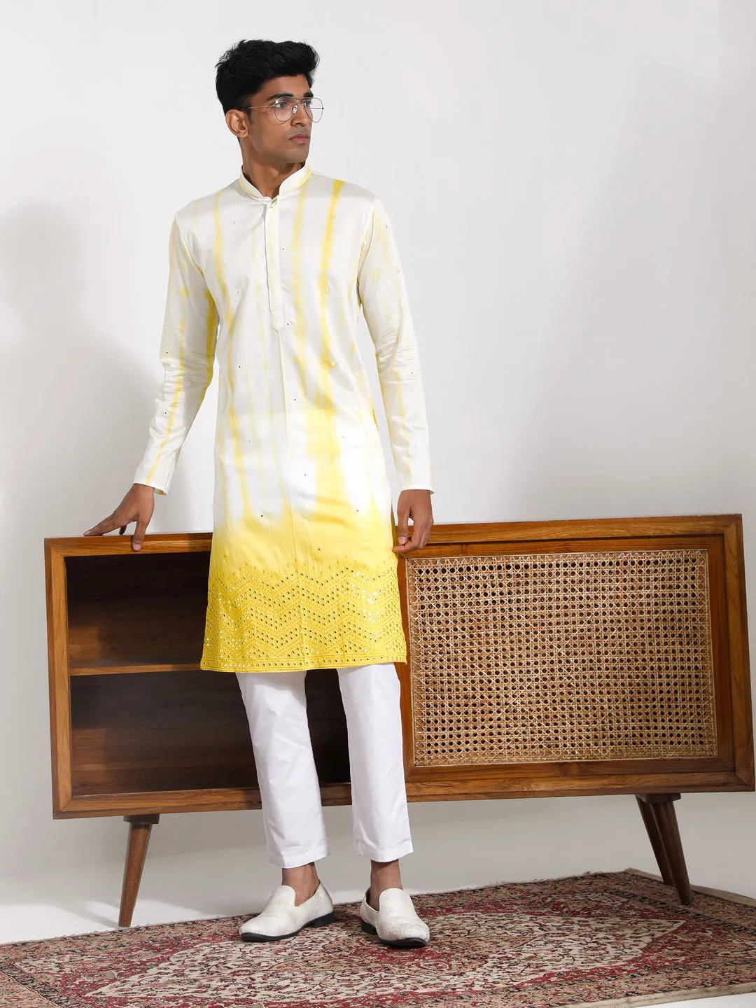 VASTRAMAY Men's Embroidered Viscose Kurta Set