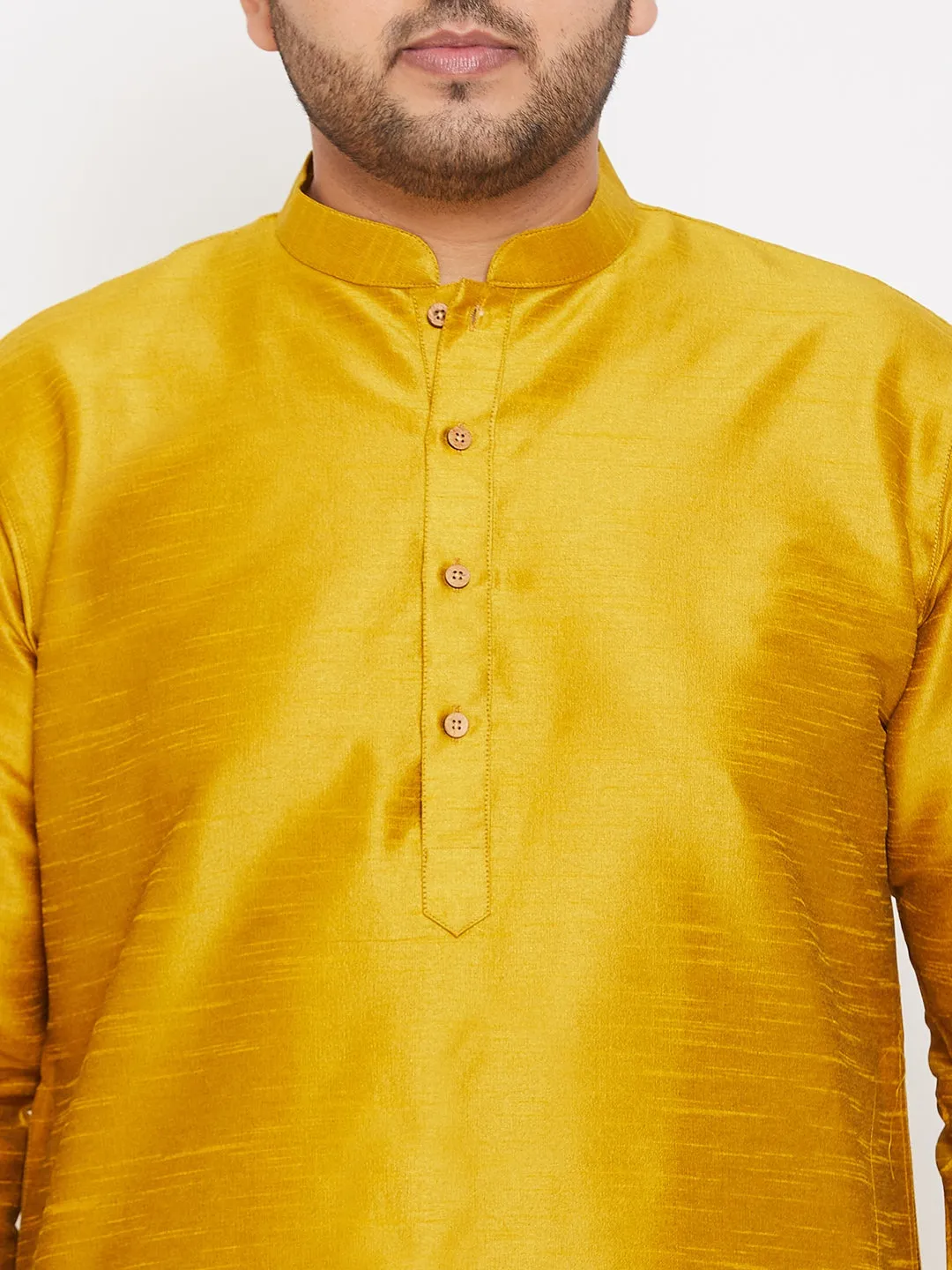 Vastramay Mustard Silk Blend Kurta Pyjama Set